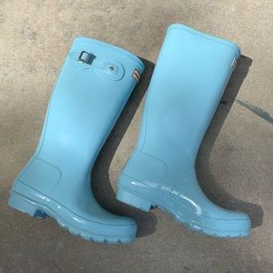 Hunter Girls 5 Light Blue Rain Boots